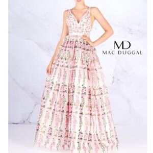 Mac Duggal Floral & Gems Gown Sz 2